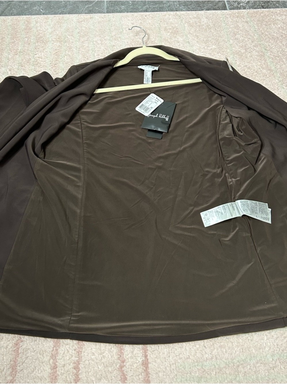 NWT Joseph Ribkoff Women's Brown Blazer with Black Faux Leather Pockets Size 10 - Picture 13 of 13
